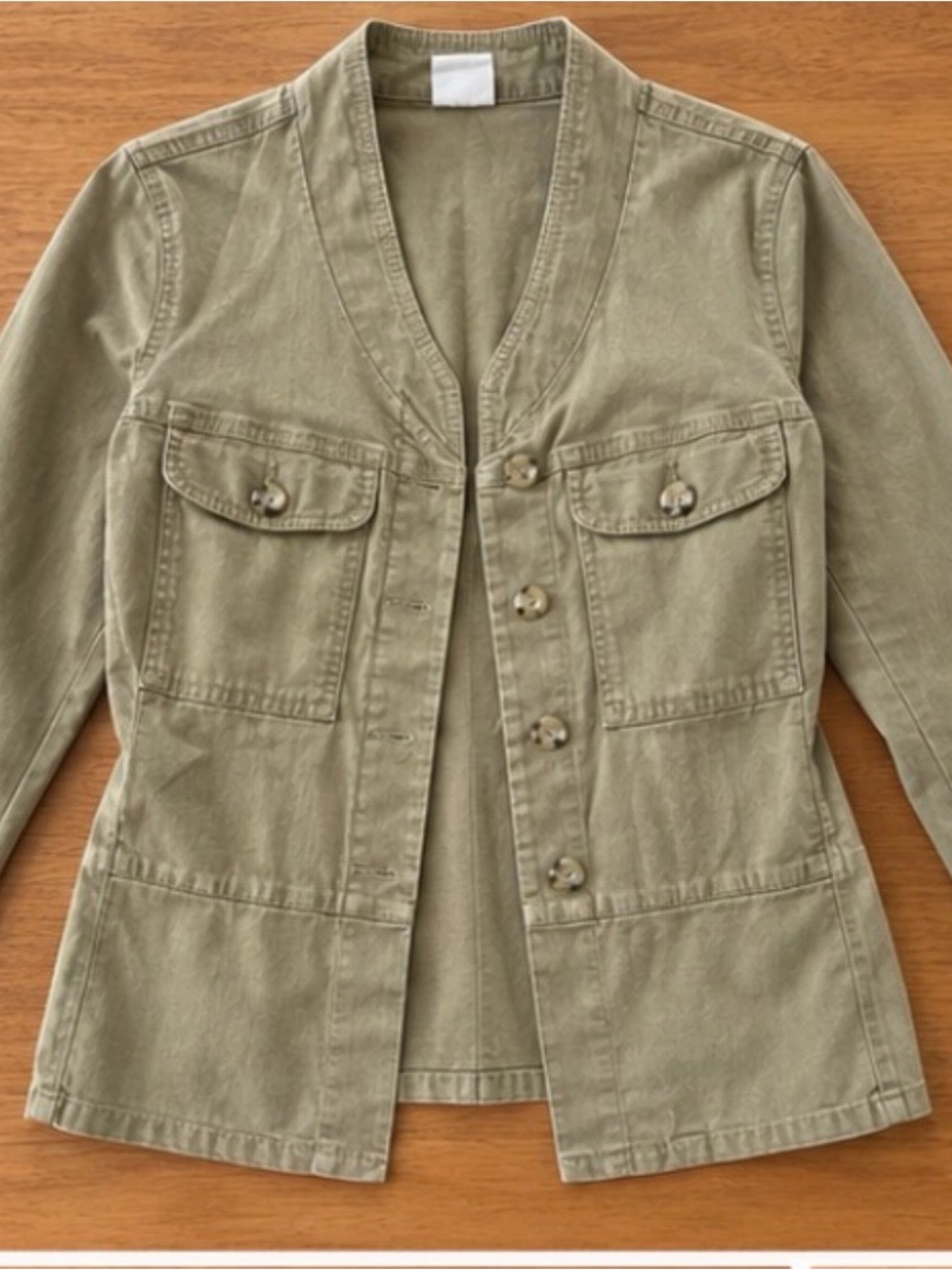 CAbi Olive Utility Button-Front Jacket